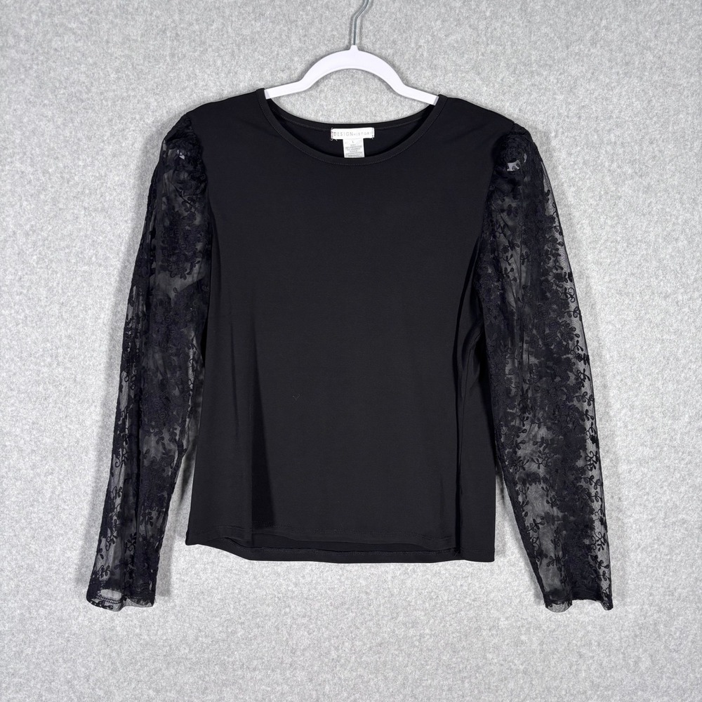 Whimsigoth Sheer Lace Puff Sleeve Top Large Romantic Feminine Witchy Victorian